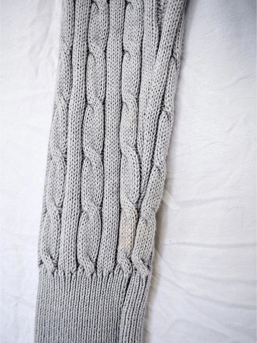 Y2K Cable Knit Zip Up Hoodie Lightweight Heather Gray Size S - Picture 6 of 7